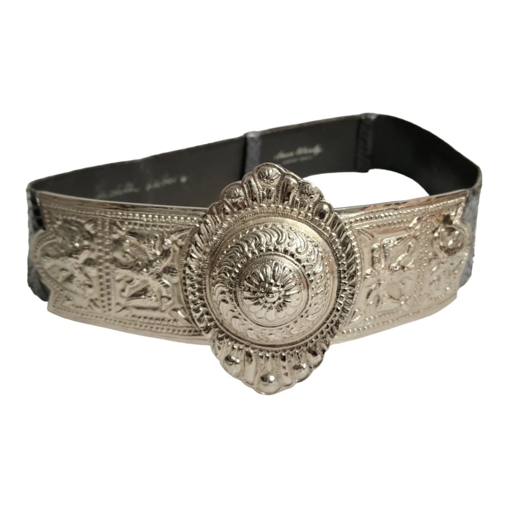 RARE JUDITH LIEBER Python Leather Metal‎ Buckle Belt